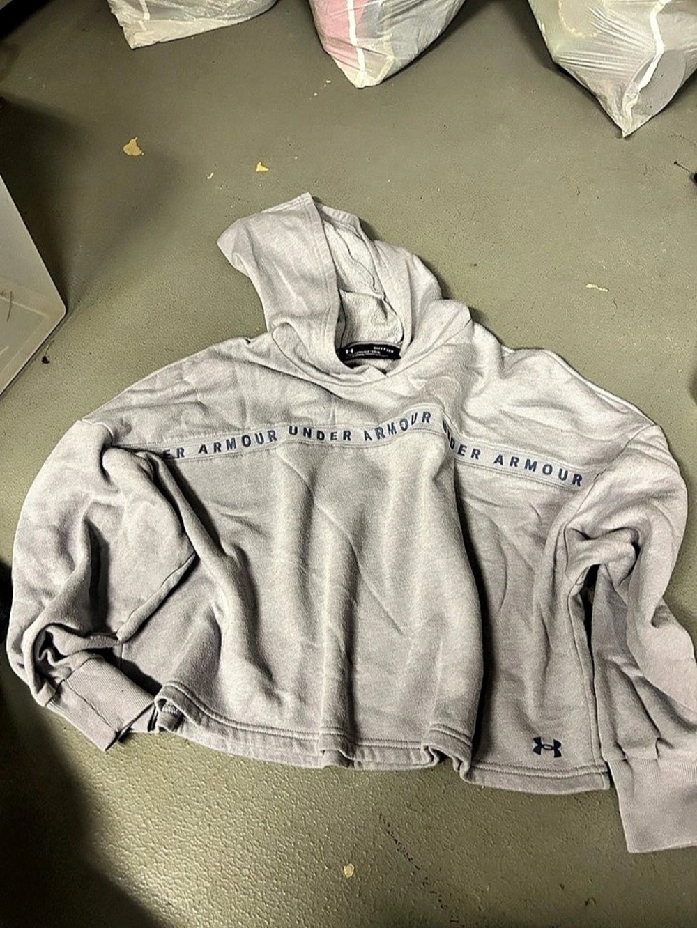 Under Armour Women's Activewear Logo Taped Cropped Hoodie Lavender Small